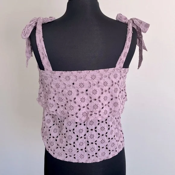 American Eagle Outfitters Eyelet Ruffle Tie Tank Top - Picture 8 of 12